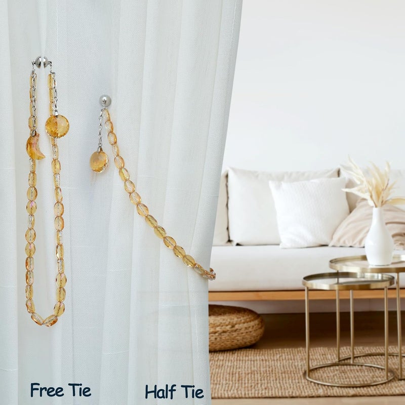 Pedobo Magnetic Curtain Tiebacks, 2 Pack Crystal Beaded Sun & Moon Pendants Sheers/Draperies Holdbacks for Window Home Office Decor (Gold) - Image 5